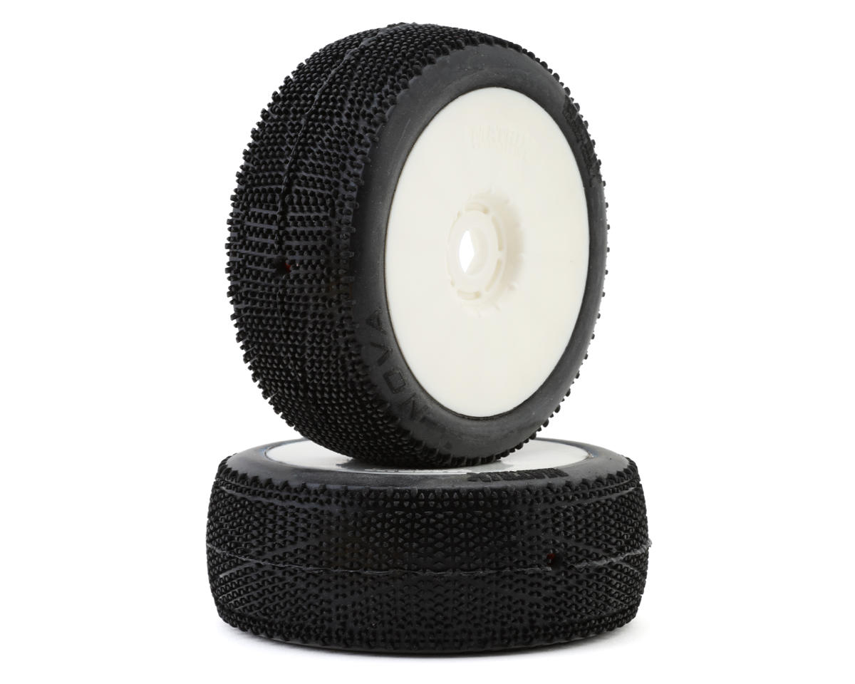 Matrix Nova 1/8 Pre-Mounted Buggy Tires (White) (2) (Medium)