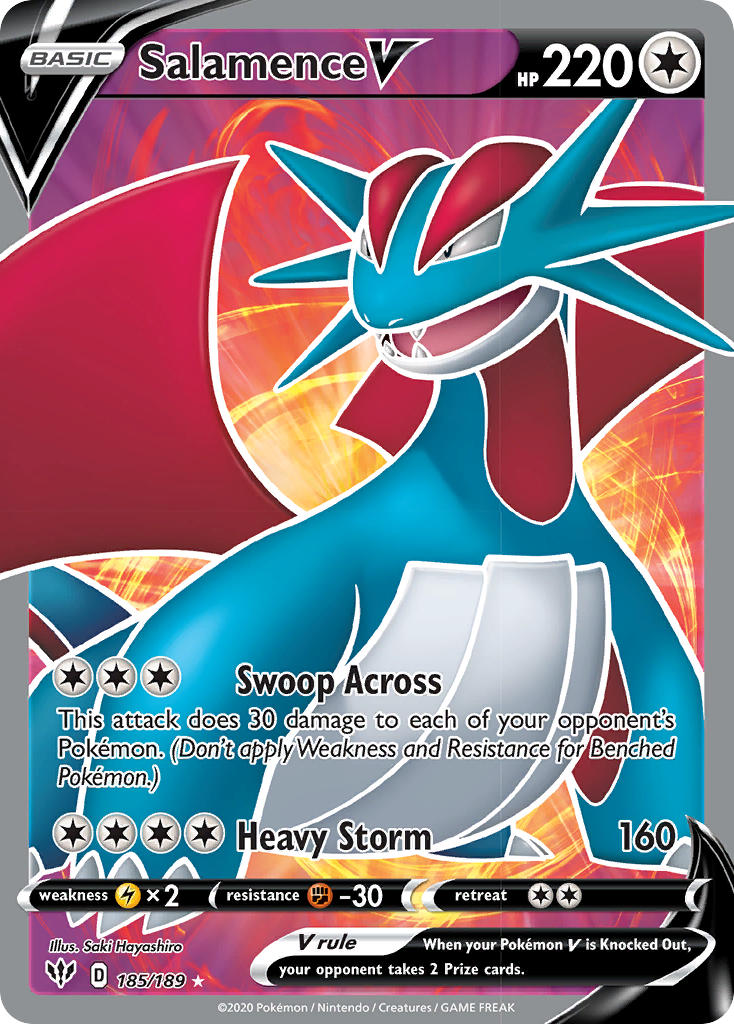 Salamence V (Full Art) - 185/189 (SWSH03) Ultra Rare - Near Mint Holof