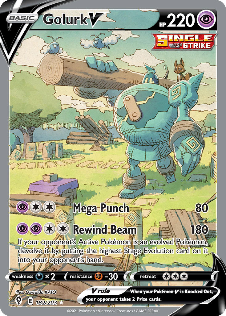Golurk V (Alternate Full Art) - 182/203 (SWSH07) Ultra Rare - Near Min