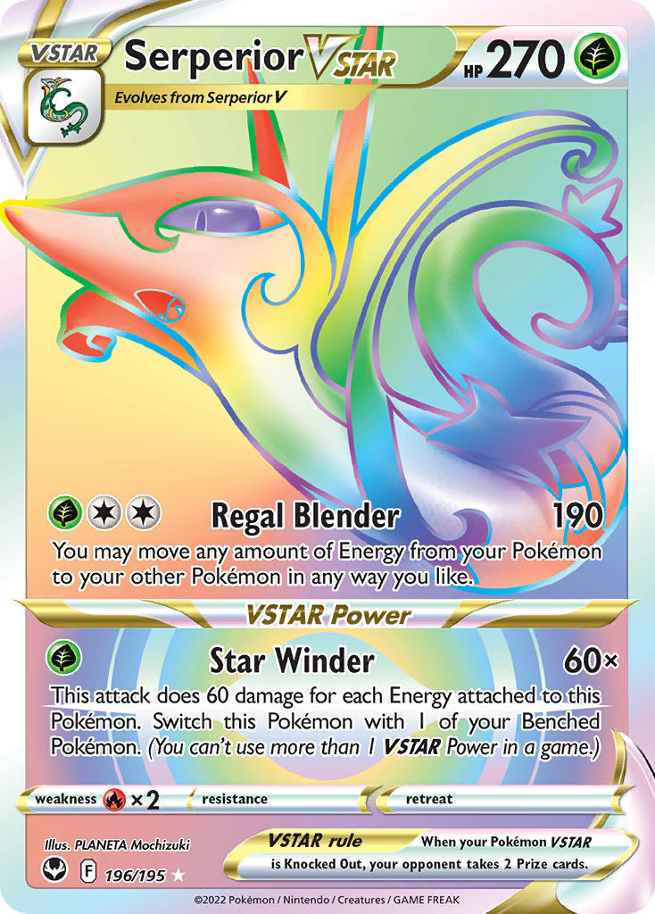 Serperior VSTAR (Secret) - 196/195 (SWSH12) Secret Rare - Near Mint Ho