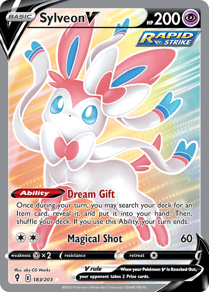 Sylveon V (Full Art) - 183/203 (SWSH07) Ultra Rare - Near Mint Holofoi
