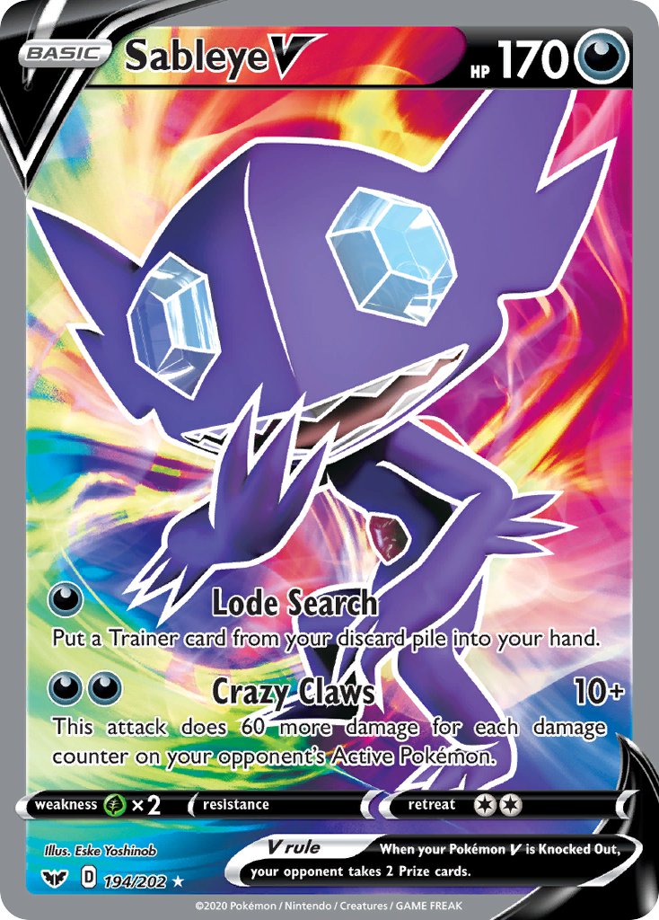 Sableye V (Full Art) - 194/202 (SWSH01) Ultra Rare - Near Mint Holofoi