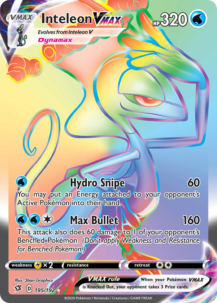 Inteleon VMAX (Secret) - 195/192 (SWSH02) Secret Rare - Near Mint Holo