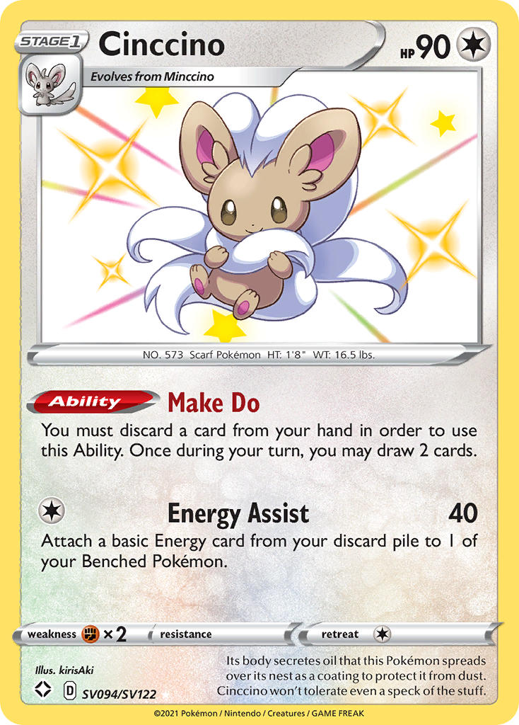 Cinccino - SV094/SV122 (SHF:SV) Shiny Holo Rare - Near Mint Holofoil