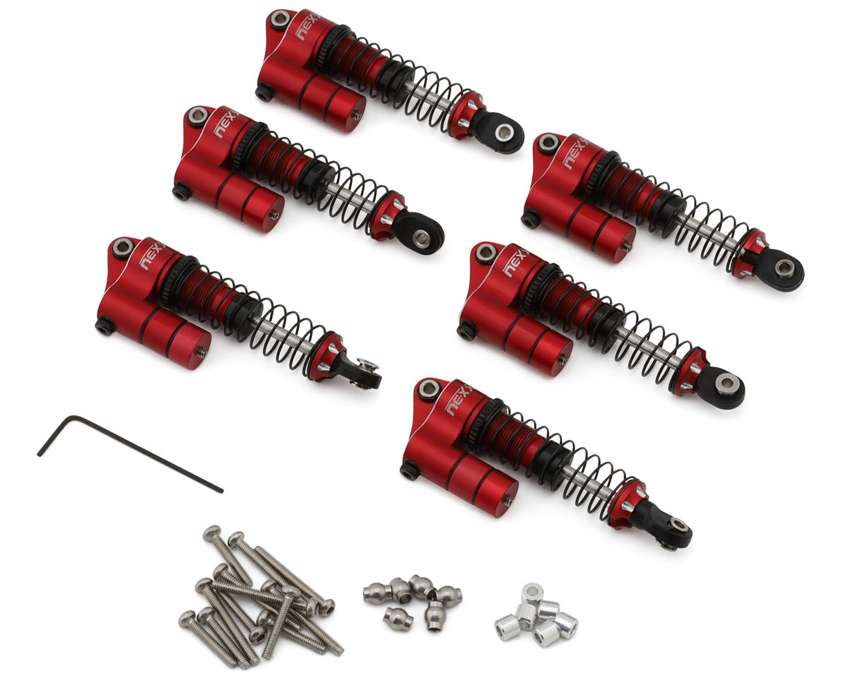 NEXX Racing Hobby Plus Arktos 6x6 Reservoir Aluminum Threaded Oil-Filled Shocks (Red) (6) (53mm)