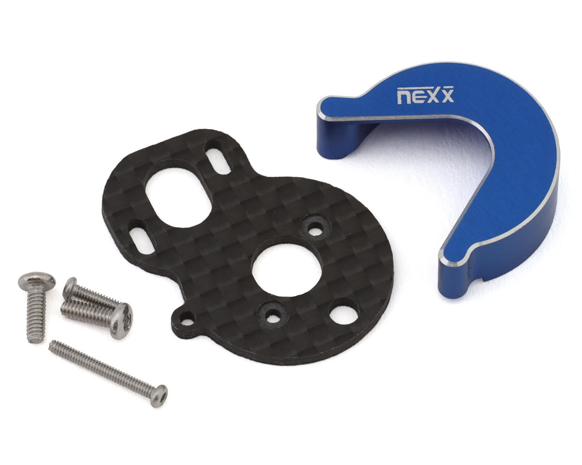 NEXX Racing Losi Micro-B Carbon Motor Plate & Aluminium Gearbox Cover Set (Blue) (Brushless Conversion)