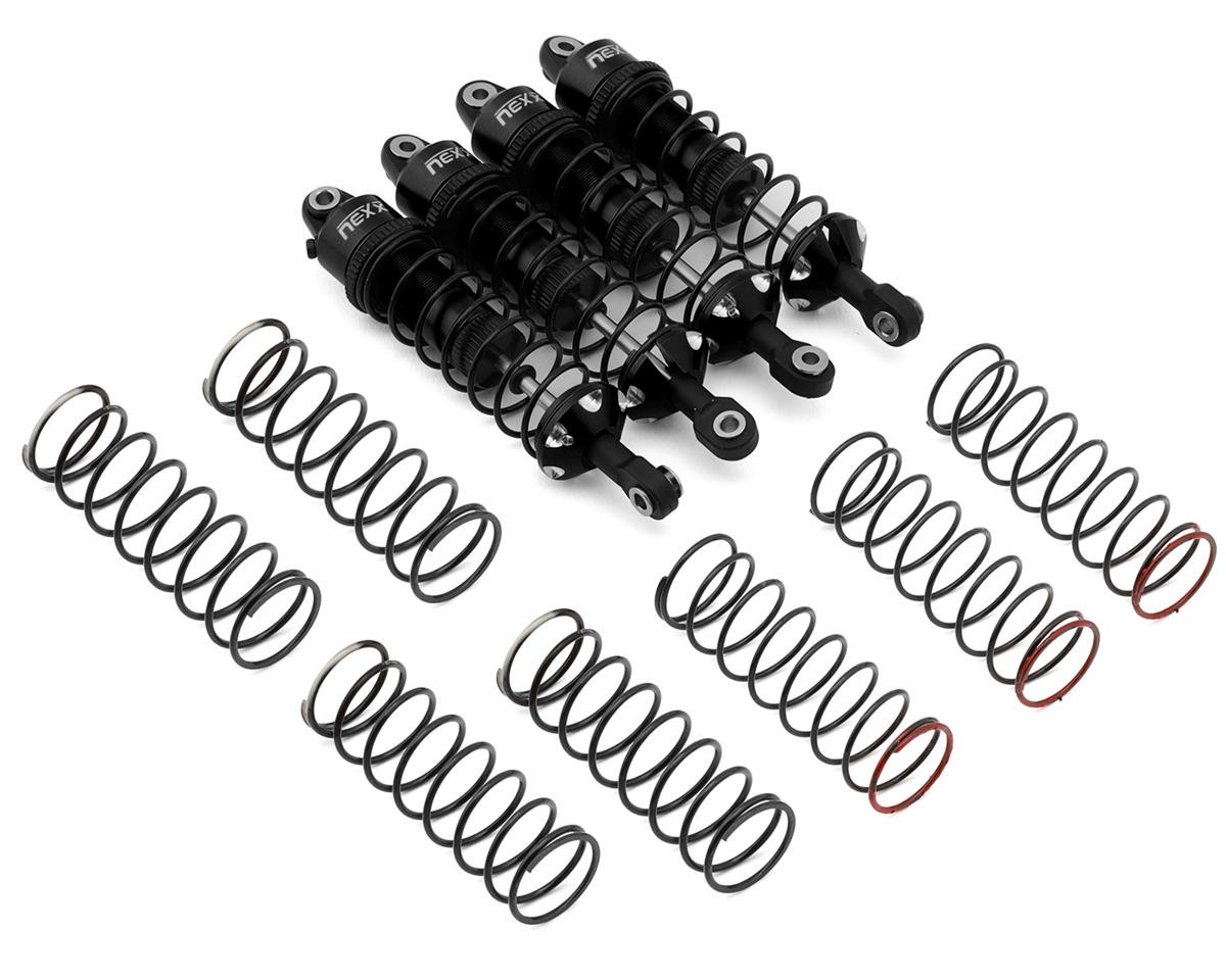 NEXX Racing Aluminum Threaded Oil-Filled Shocks for Traxxas® 4x4 Mini Maxx® (Black) (4)