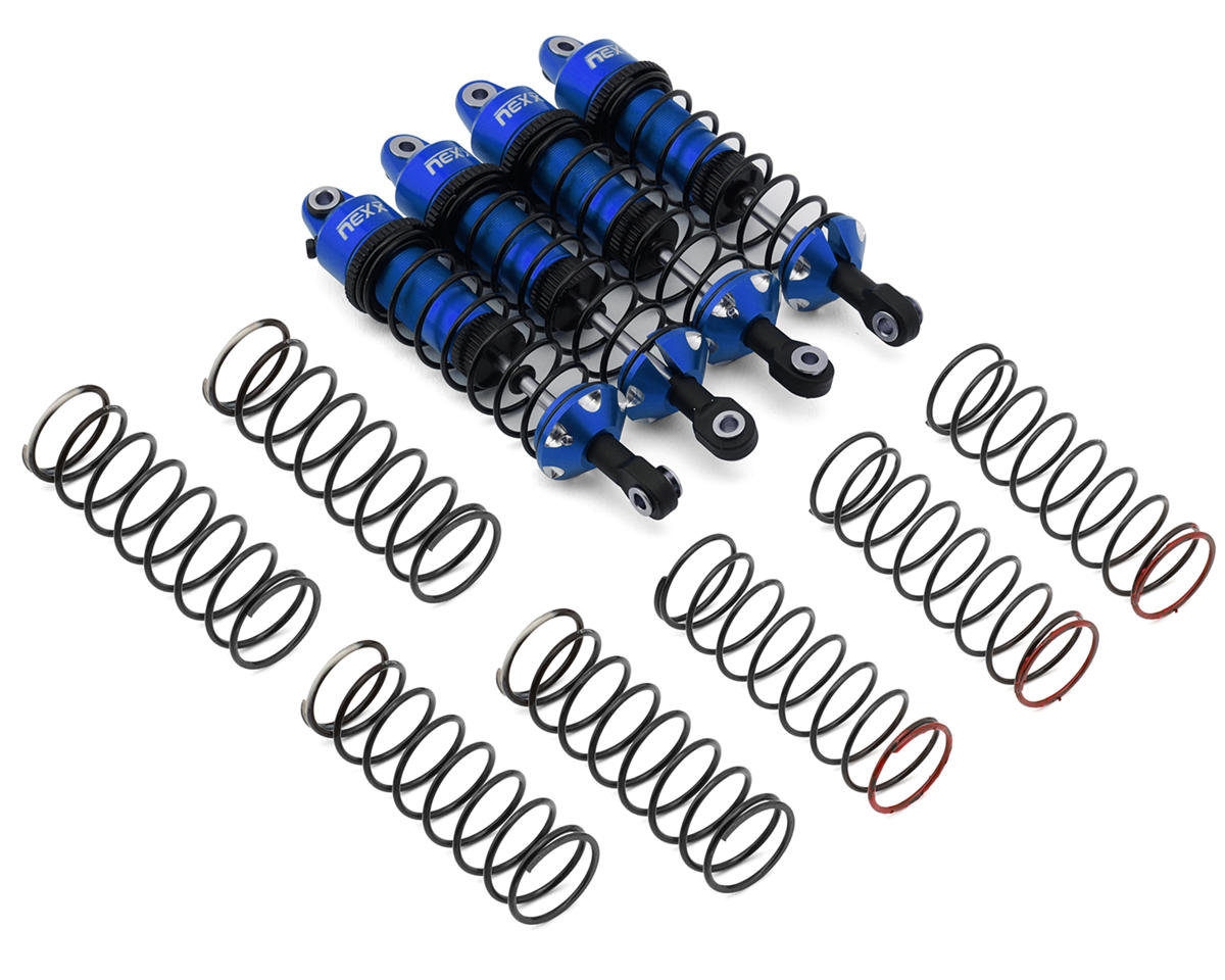 NEXX Racing Aluminum Threaded Oil-Filled Shocks for Traxxas® 4x4 Mini Maxx® (Blue) (4)