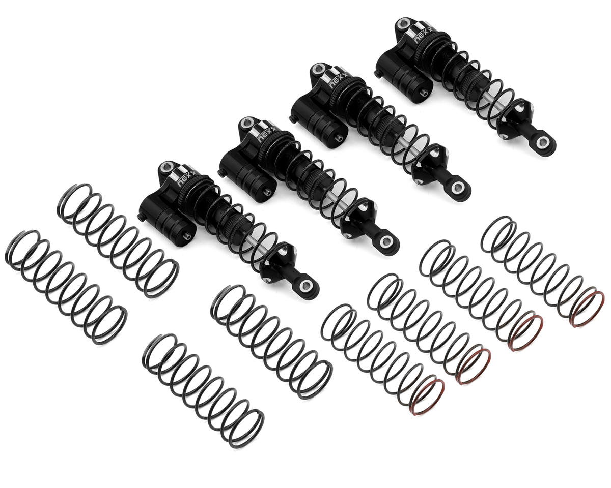 NEXX Racing Aluminum Oil-Filled Reservoir Shocks for Traxxas® 4x4 Mini Maxx® (Black) (4)