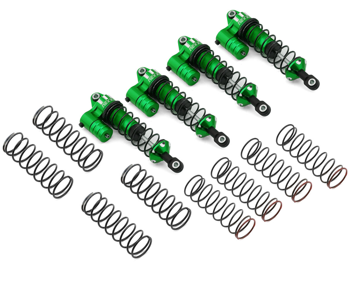 NEXX Racing Aluminum Oil-Filled Reservoir Shocks for Traxxas® 4x4 Mini Maxx® (Green) (4)