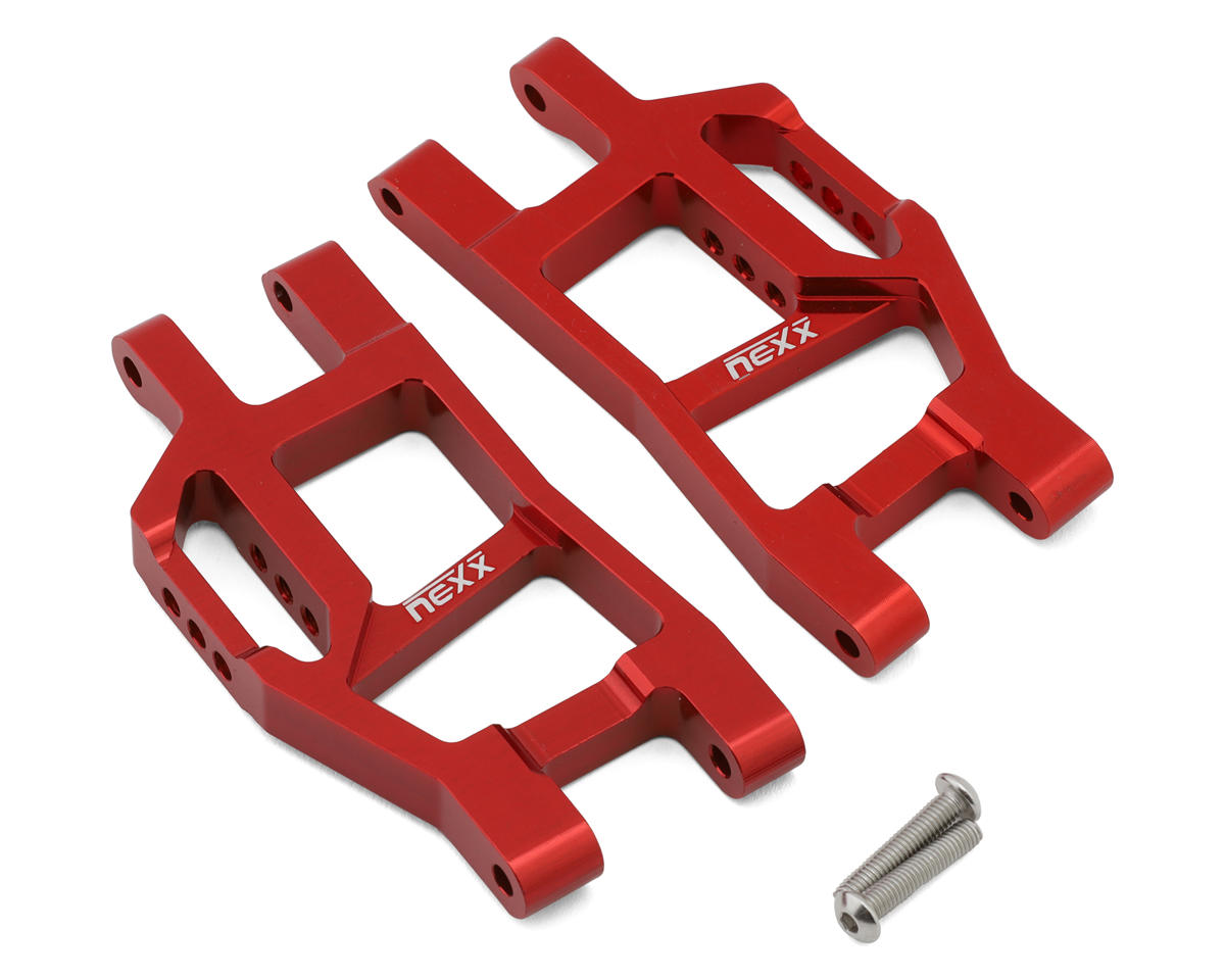 NEXX Racing Aluminum Front Lower Suspension Arms for Traxxas® Mini Maxx® (Red) (2)