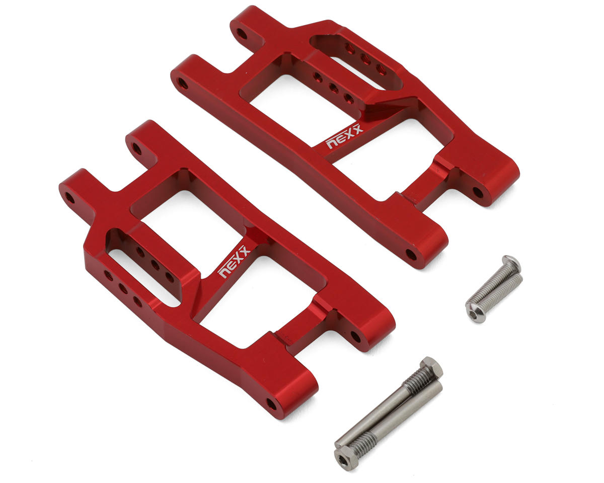 NEXX Racing Aluminum Rear Lower Suspension Arms for Traxxas® Mini Maxx® (Red) (2)