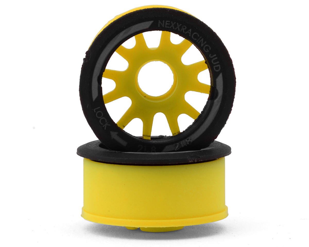 NEXX Racing Mini-Z RWD "JUD" EVO Front Threaded Side-Wall Carbon Fiber Rims (-1mm Offset) (Yellow) (2)