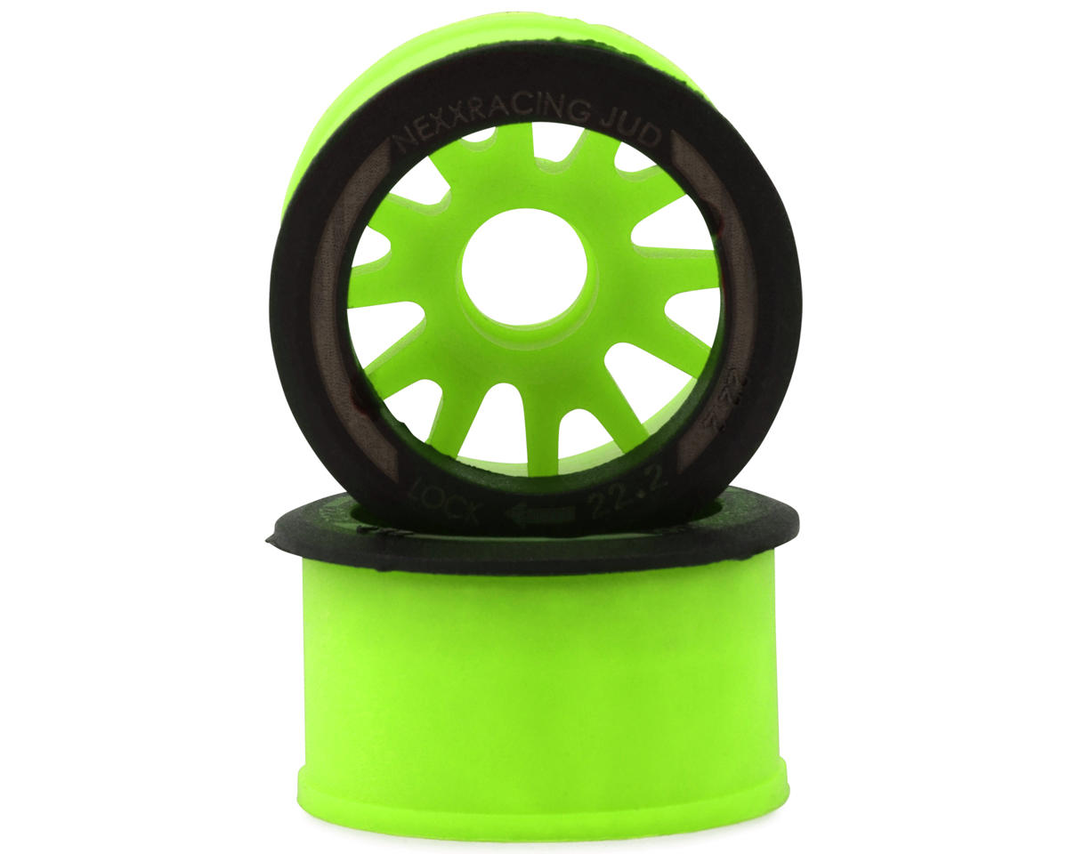NEXX Racing Mini-Z RWD "JUD" EVO Rear Threaded Side-Wall Carbon Fiber Rims (0mm Offset) (Green) (2)