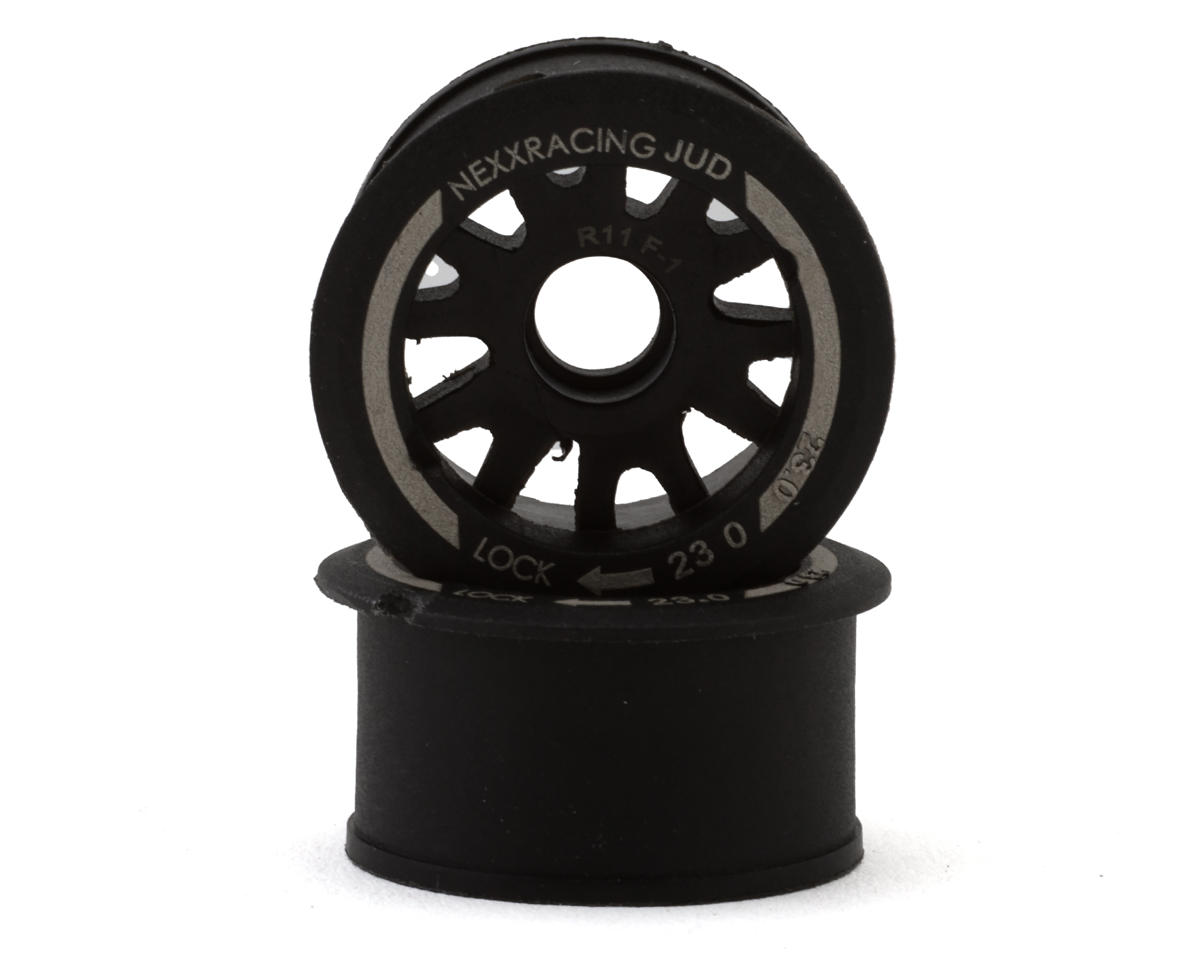 NEXX Racing Mini-Z "JUD" EVO Rear Threaded Side-Wall RWD Carbon-Fiber Rims (-1mm Offset) (Black) (2)