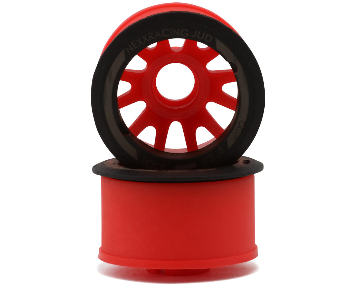 NEXX Racing Mini-Z RWD "JUD" EVO Rear Threaded Side-Wall Carbon Fiber Rims (2mm Offset) (Red) (2)