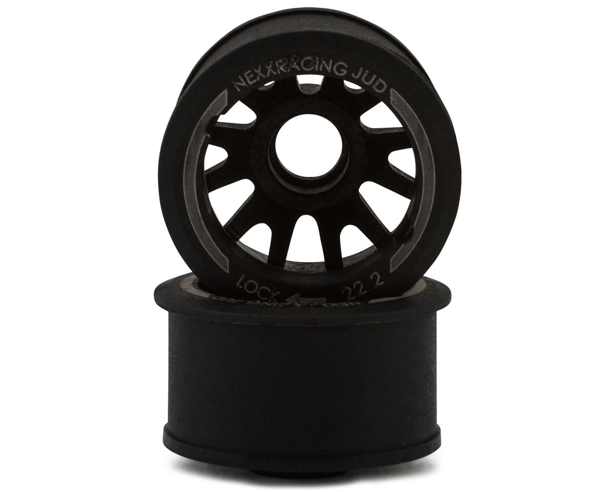 NEXX Racing Mini-Z "JUD" EVO Rear Threaded Side-Wall RWD Carbon-Fiber Rims (2mm Offset) (Black) (2)