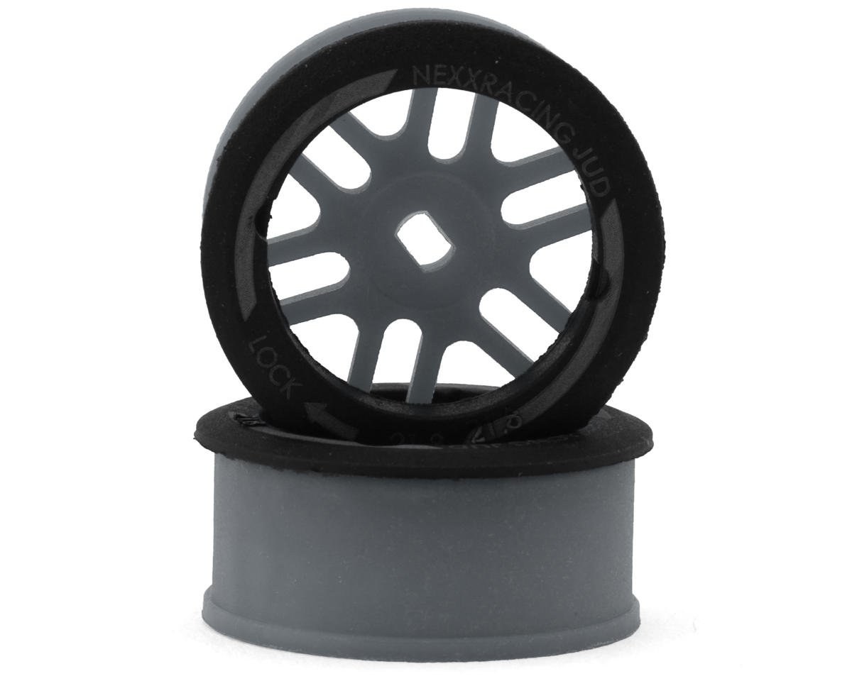 NEXX Racing Mini-Z AWD "JUD" EVO Front Threaded Side-Wall Carbon Fiber Rims (1mm Offset) (Grey) (2)
