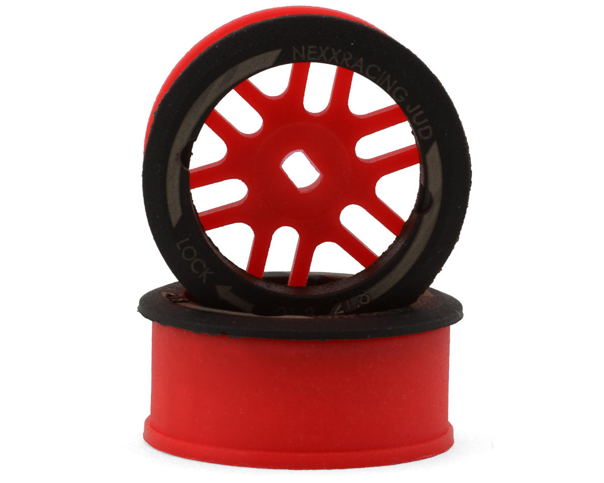 NEXX Racing Mini-Z AWD "JUD" EVO Front Threaded Side-Wall Carbon Fiber Rims (1mm Offset) (Red) (2)
