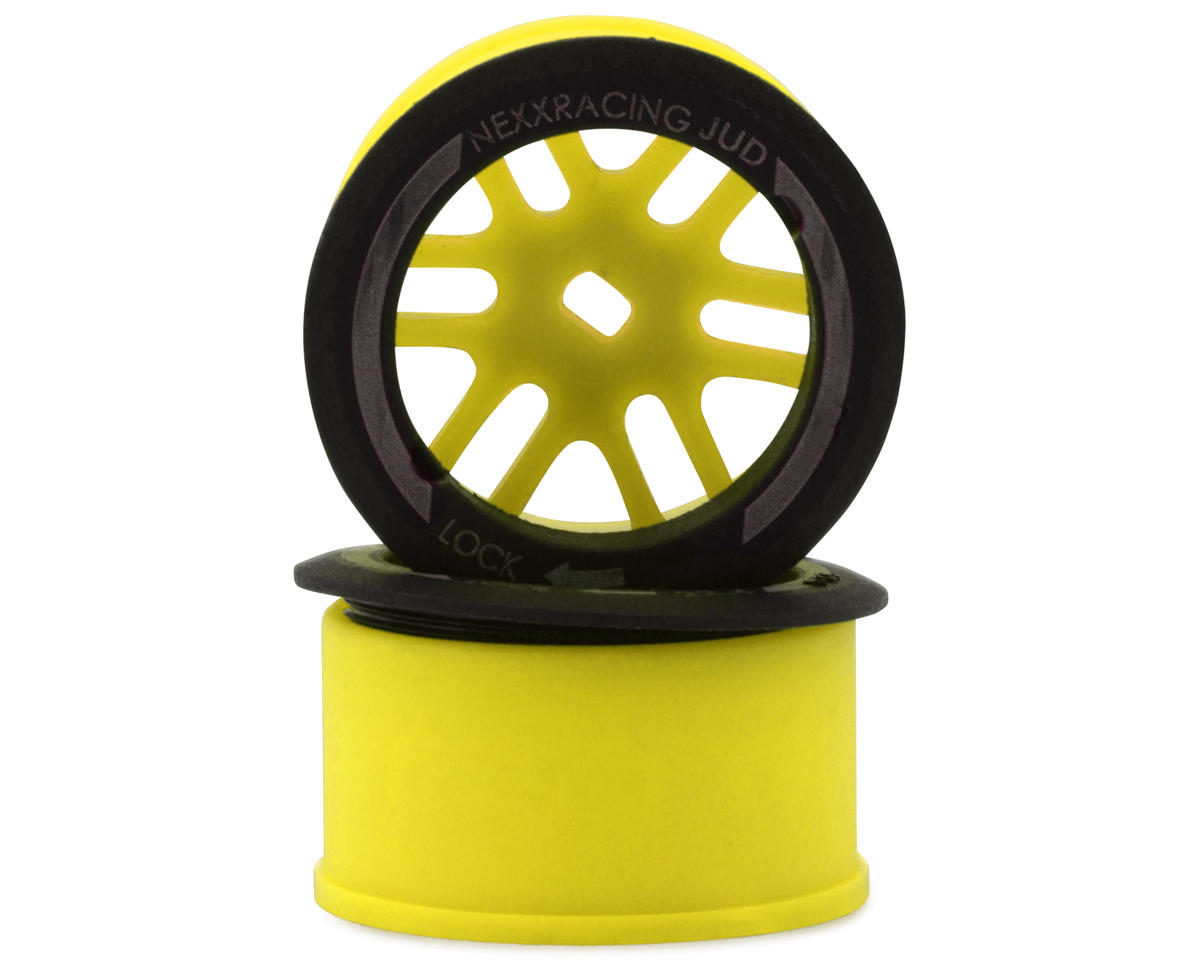 NEXX Racing Mini-Z AWD "JUD" EVO Front Threaded Side-Wall Carbon Fiber Rims (2mm Offset) (Yellow) (2)