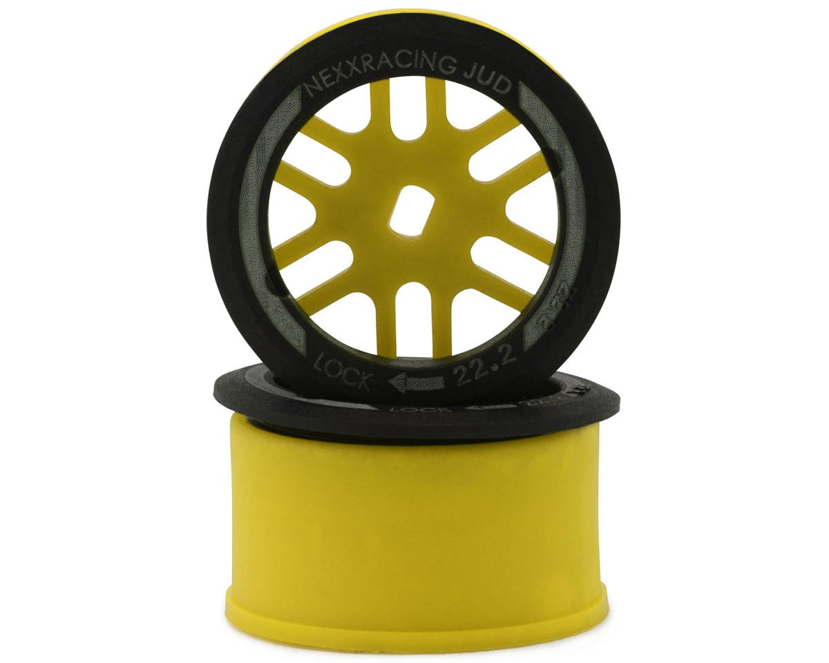 NEXX Racing Mini-Z AWD "JUD" EVO Rear Threaded Side-Wall Carbon Fiber Rims (-1mm Offset) (Yellow) (2)