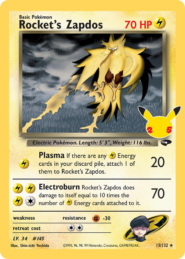 Rocket's Zapdos - 15/132 (CLB:CC) Classic Collection - Near Mint Holof