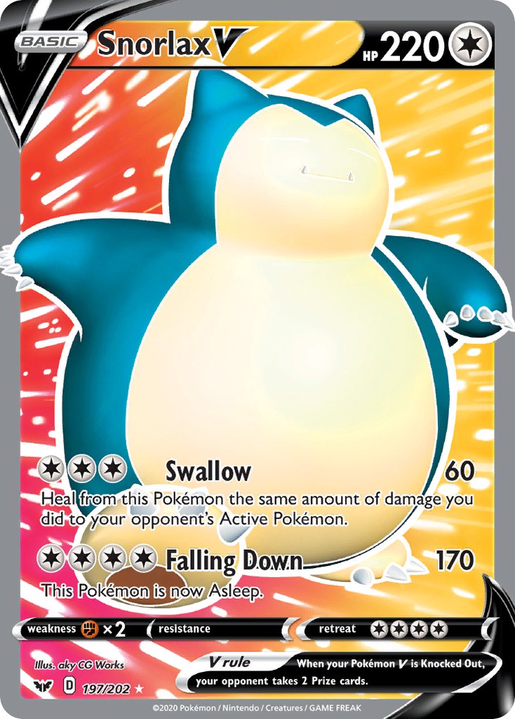Snorlax V (Full Art) - 197/202 (SWSH01) Ultra Rare - Near Mint Holofoi