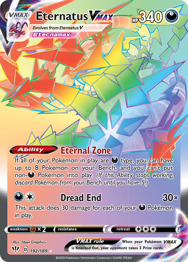 Eternatus VMAX (Secret) - 192/189 (SWSH03) Secret Rare - Near Mint Hol