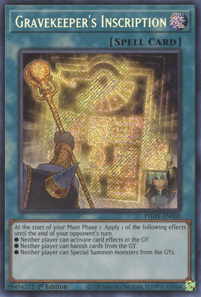 Gravekeeper's Inscription (PHHY-EN000) Secret Rare - Near Mint 1st Edi