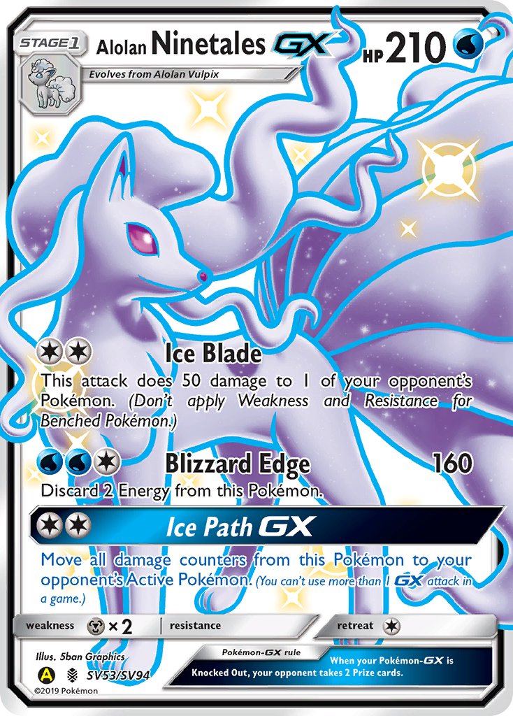 Alolan Ninetales GX - SV53/SV94 (HIF:SV) Shiny Holo Rare - Near Mint H