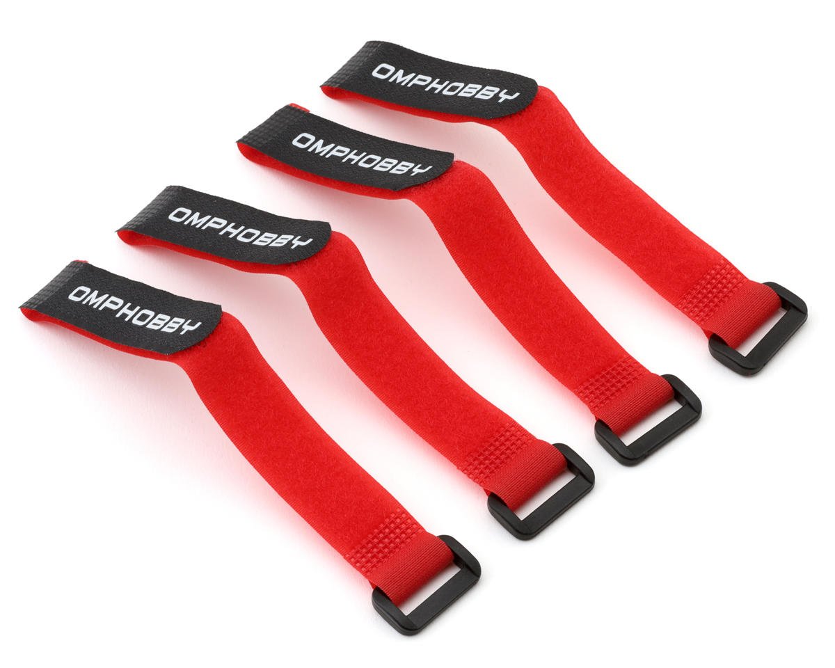 OMPHobby M4 380 Battery Hook-Loop Strap Set (4) (Red)