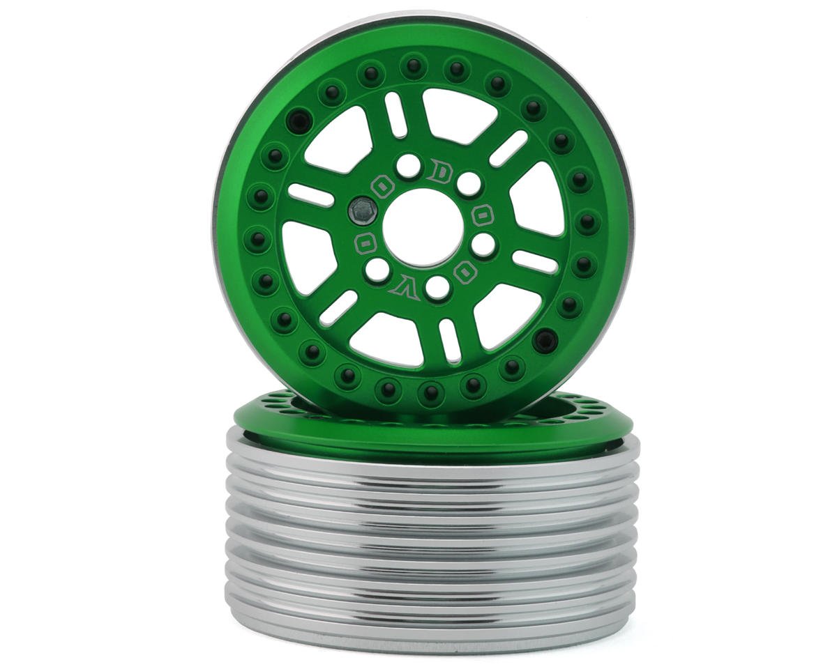Team Ottsix Racing Deep Pocket 1.9" Split 6 Spoke Rock Crawler Beadlock Wheels (Green) (2)