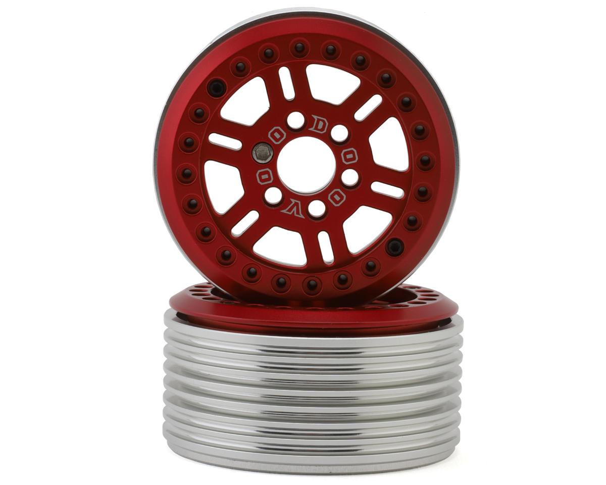 Team Ottsix Racing Deep Pocket 1.9" Split 6 Spoke Rock Crawler Beadlock Wheels (Red) (2)