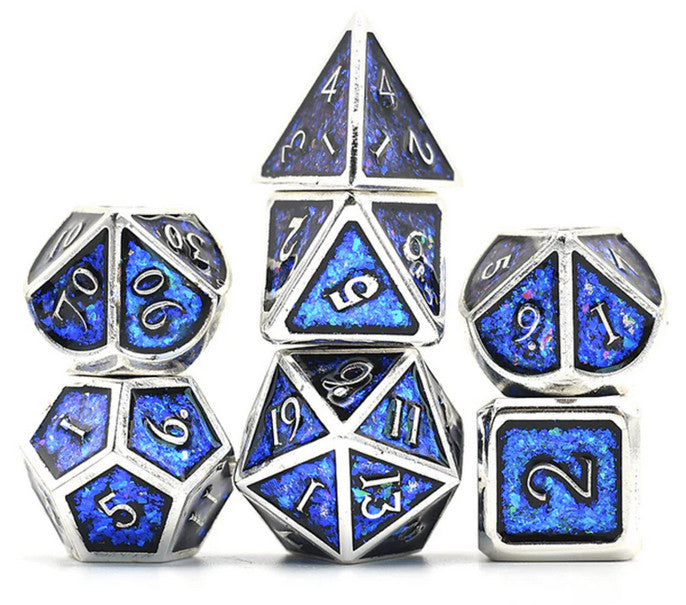 Electric Blue RPG Metal Dice Set