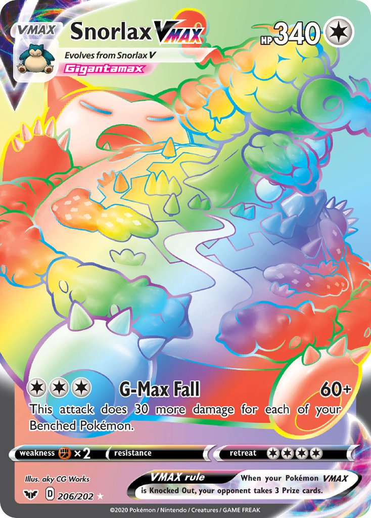 Snorlax VMAX (Secret) - 206/202 (SWSH01) Secret Rare - Near Mint Holof