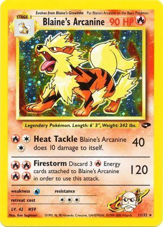 Blaine's Arcanine - 1/132 (G2) Holo Rare - Light Play Unlimited Holofo