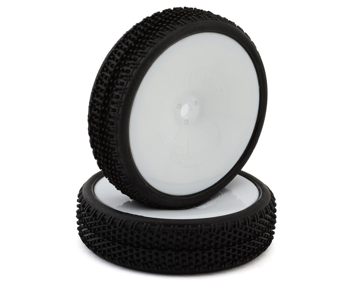 Pro-Motion Viper 2.2" 2WD Front LP Carpet 1/10 Pre-Mounted Buggy Tires (White) (C4 Red/Soft) (2) w/12mm Hex