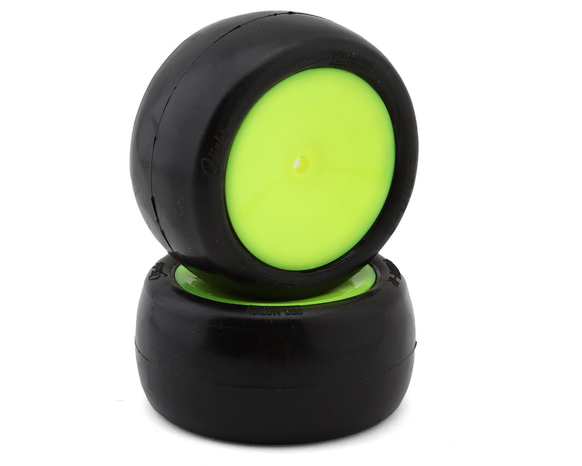 Pro-Motion Slicks 2.2'' Rear 1/10 Buggy Pre-Mount Tires (Yellow) (2) (Clay Oro Double Gold Dot)