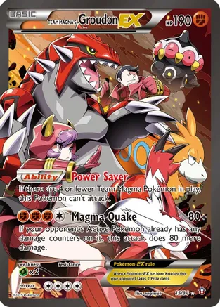 Team Magma's Groudon EX - 015/034 (DCR) Ultra Rare - Moderate Play Hol