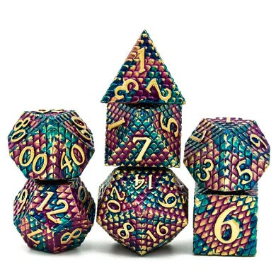 Gold Dragon Scale RPG Metal Dice Set