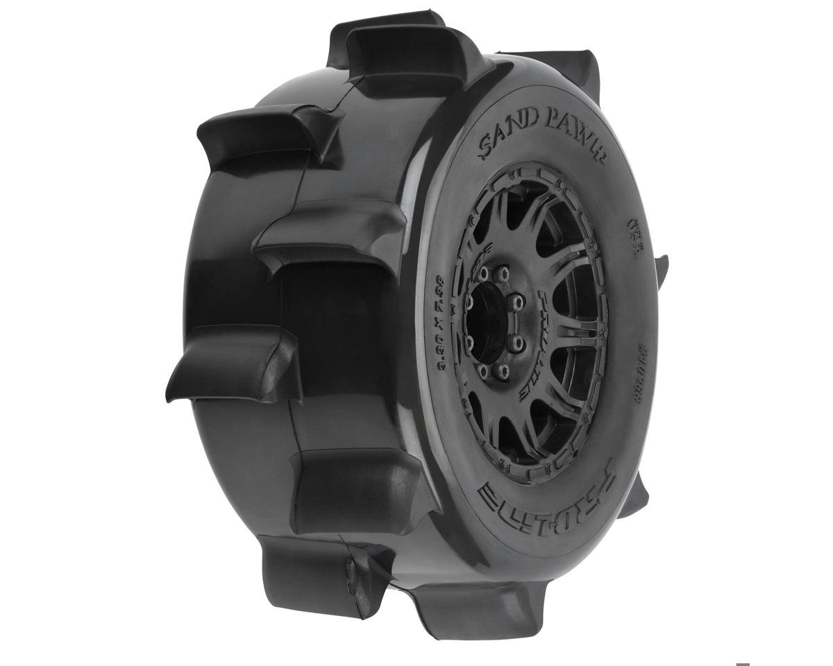 Pro-Line Sand Paw HP Belted 3.8" Pre-Mounted Truck Tires (2) (Black) (M2) w/Raid Wheels & 17mm Hex
