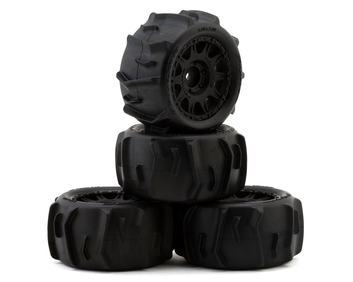 Pro-Line Dumont Pre-Mounted MT 1/18 Tire Set (Black) (4) w/12mm Hex