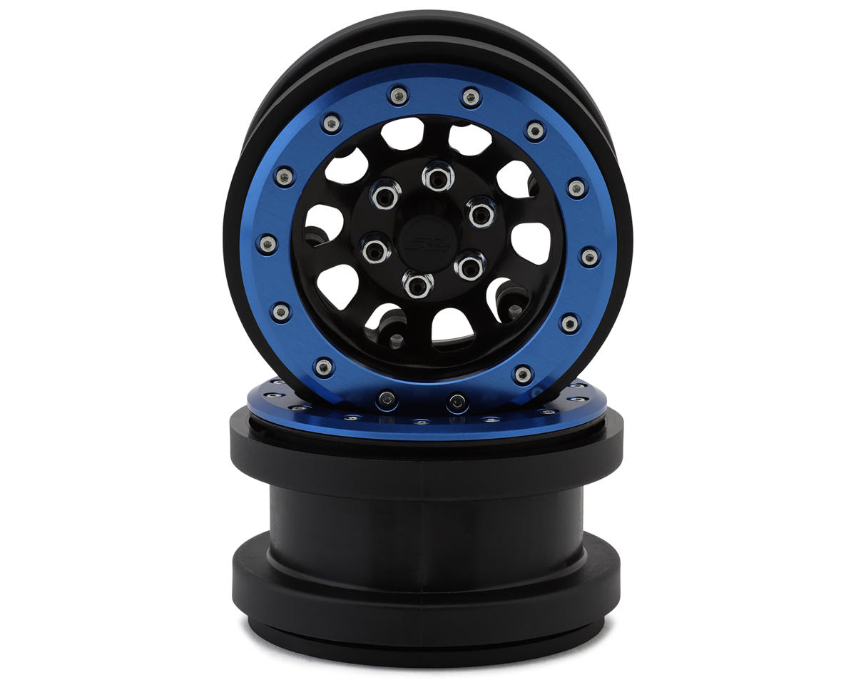 Pro-Line SCX6 2.9” Steelies Stamped Steel Dual Offset Beadlock Wheels (Blue/Black) (2)