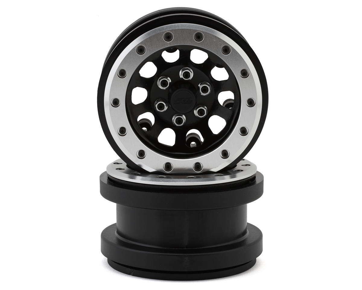 Pro-Line SCX6 2.9” Steelies Stamped Steel Dual Offset Beadlock Wheels (Silver/Black) (2)