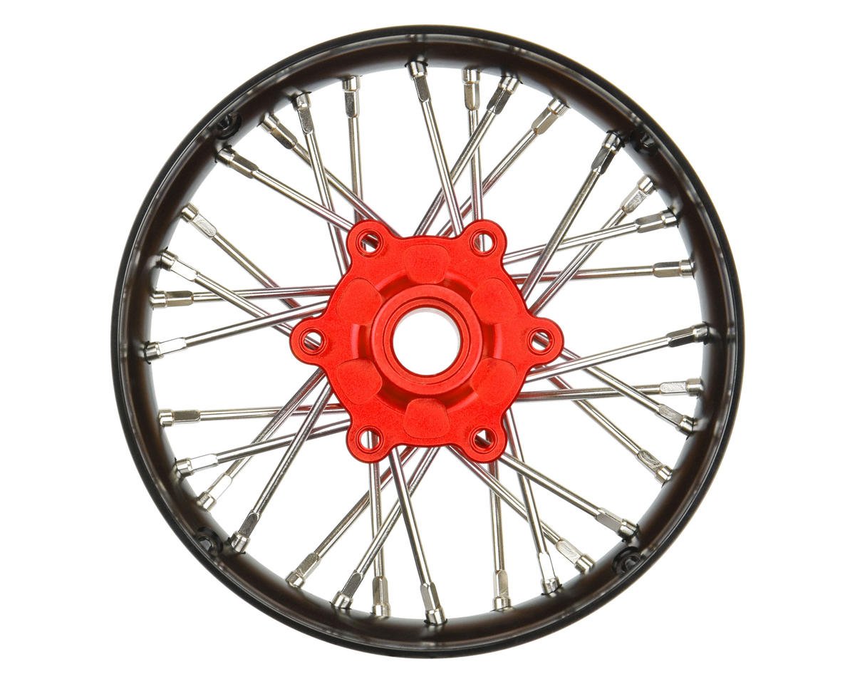 Pro-Line Pro-Spec Aluminum V2 Bead Front Wheel Assembled, Black/Red for Losi Promoto-SM