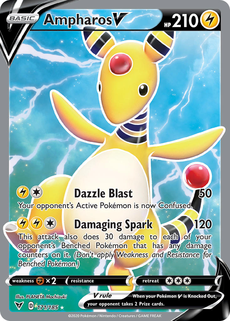Ampharos V (Full Art) - 171/185 (SWSH04) Ultra Rare - Near Mint Holofo