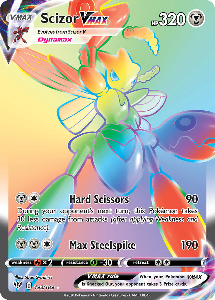 Scizor VMAX (Secret) - 193/189 (SWSH03) Secret Rare - Near Mint Holofo