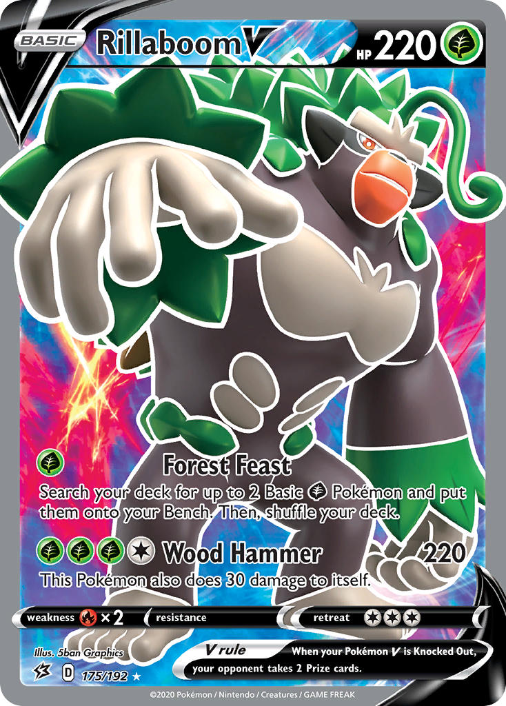 Rillaboom V (Full Art) - 175/192 (SWSH02) Ultra Rare - Near Mint Holof