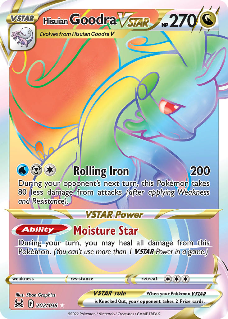 Hisuian Goodra VSTAR (Secret) - 202/196 (SWSH11) Secret Rare - Near Mi