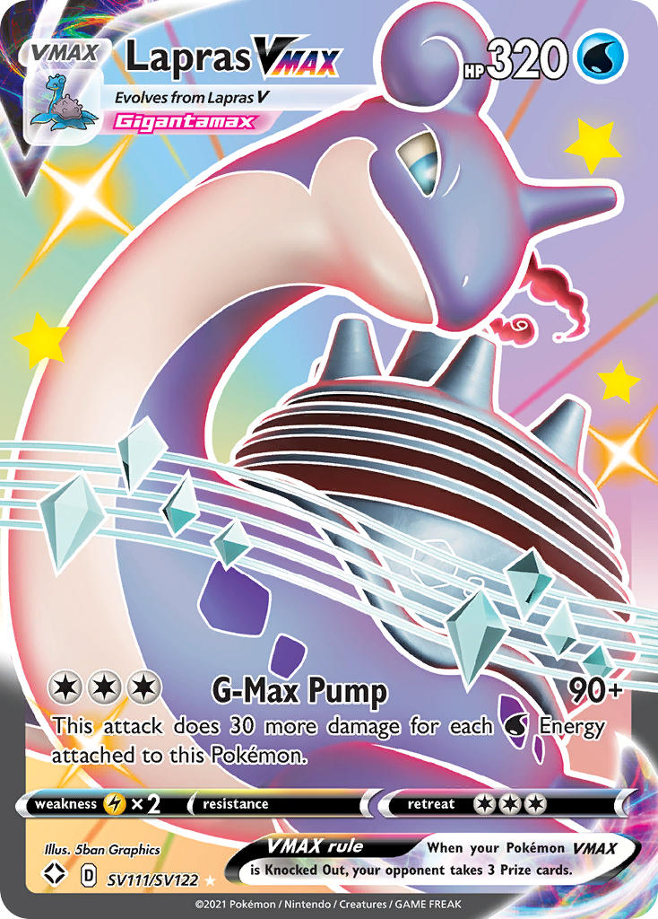 Lapras VMAX - SV111/SV122 (SHF:SV) Shiny Holo Rare - Near Mint Holofoi
